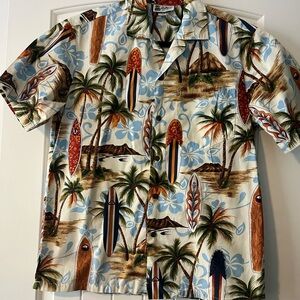 Aloha Republic Orange and Blue Hawaiian Shirt